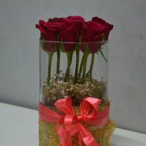 Rose arrangement in glass vase – Delivery only in Bangalore