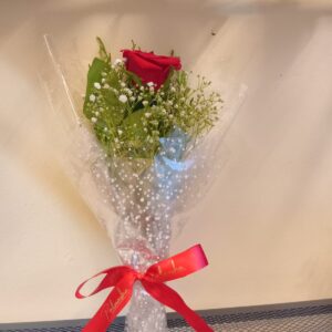 Single Red Rose Bouquet – Cellophane Wrapping